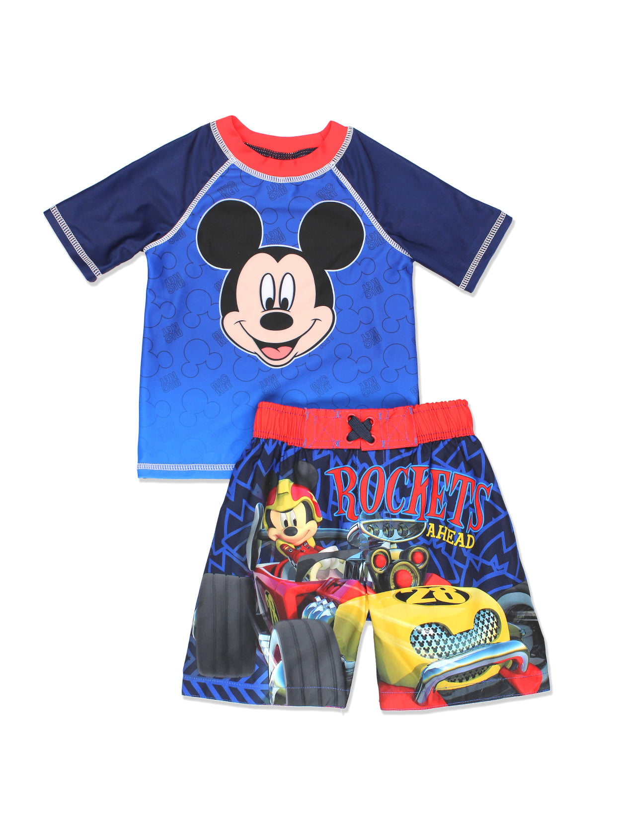 Boys Mickey Mouse Two Piece Swimming Trunks And T Shirt Set Surf Swim Wear Beach 