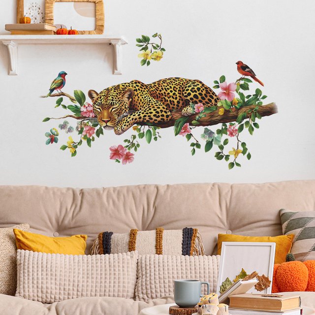 Fiudx Adhesivo de Pared de Leopardo, Autoadhesivo, para Dormitorio y Sala de Estar, Fácil de Aplicar, con Estampado de Dinero, para Embellecer El Hogar, Garantía de Reembolso, Creación de Estilo Diy,