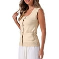 thumbnail image 4 of INSPIRE CHIC Women's Sweater Vest Square Neck Sleeveless Button Front Casual Waistcoat Tops XS Apricot, 4 of 6