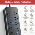 thumbnail image 6 of Lefree Power Strip Extension Cord Multi Outlet Surge Protector, Black, 2Pack, 6 of 11