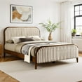 thumbnail image 4 of Omax Decor Daphne Wooden Queen size Platform Bed in Walnut and Beige, 4 of 9