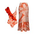 thumbnail image 1 of Gibobby Trajes de Baño Mujer Completos Conjunto de traje de baño Vintage francés para mujer, nuevo estampado, que cubre el vientre y adelgaza, traje de b(Naranja,G), 1 of 3