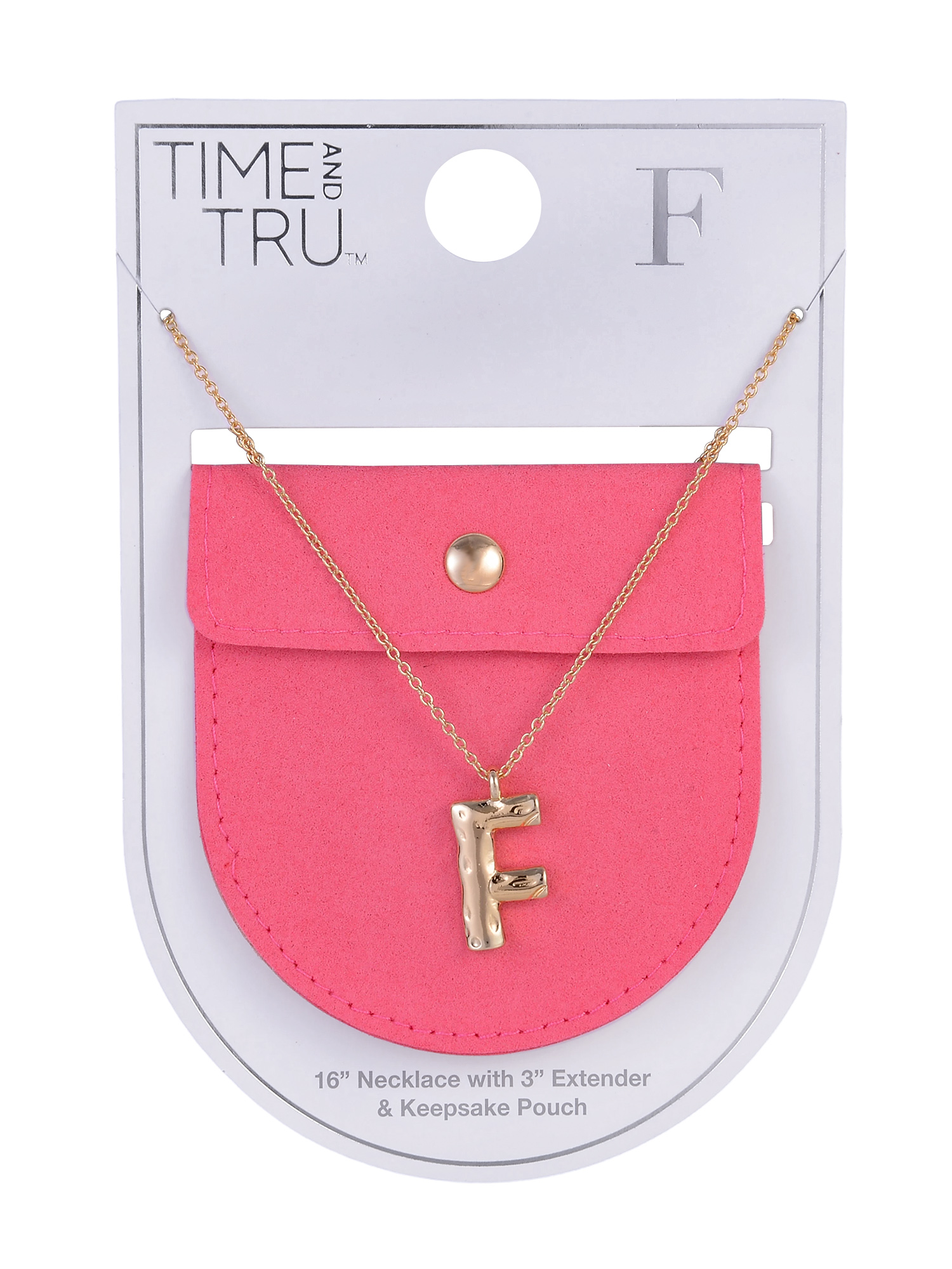 Time and Tru Goldtone Hammered Initial "F" Pendant Necklace