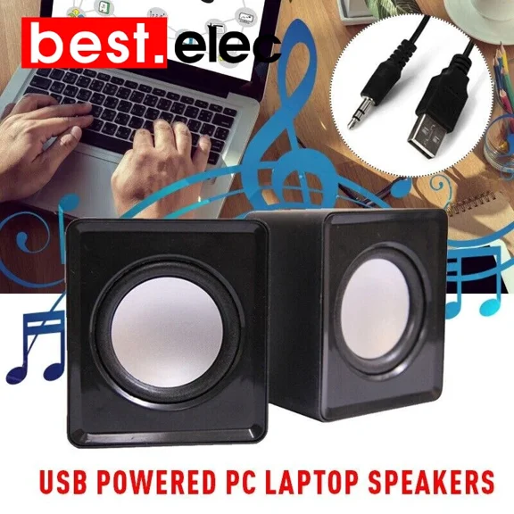 KLYNE- 3.5Mm Jack Usb Wired Computer Speaker Stereo For Pc Laptop Notebook Desktop