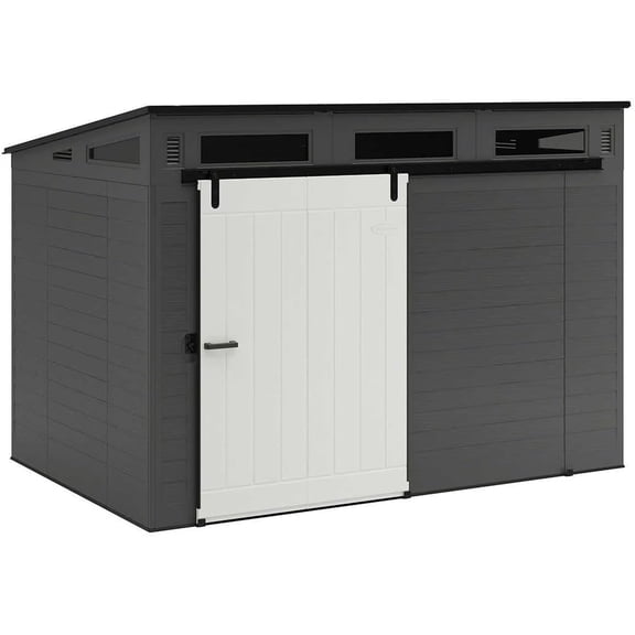 Suncast Modernist 10' x 7' Barn Door Outdoor Garden Storage Shed, Gray
