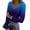 Blue, variant on Women's Winter Slim-Fit Base Layer T-Shirt Fashionable Gradient Color Print V-Neck Pullover Long-Sleeved Top for Layering and Style,Blue,L