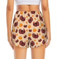 thumbnail image 4 of Uemuo Thanksgiving Turkey and Pumpkin Pattern Women's Athletic Shorts High Waisted Running Shorts with Liner Pockets Gym Elastic Workout Shorts-XX-Large, 4 of 9