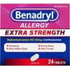 Benadryl Extra Strength Antihistamine Allergy Relief Medicine, 50 Mg Diphenhydramine Hcl Tablets for Relief of Allergy Symptoms Due to Hay Fever or Other Upper Respiratory Allergies, 24 Ct
