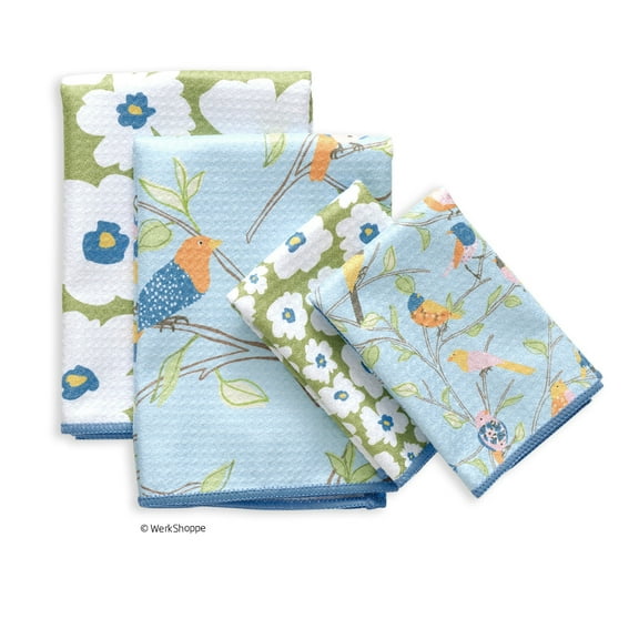 Floral Finch & Friends All Purpose Microfiber Towel, Set of 4