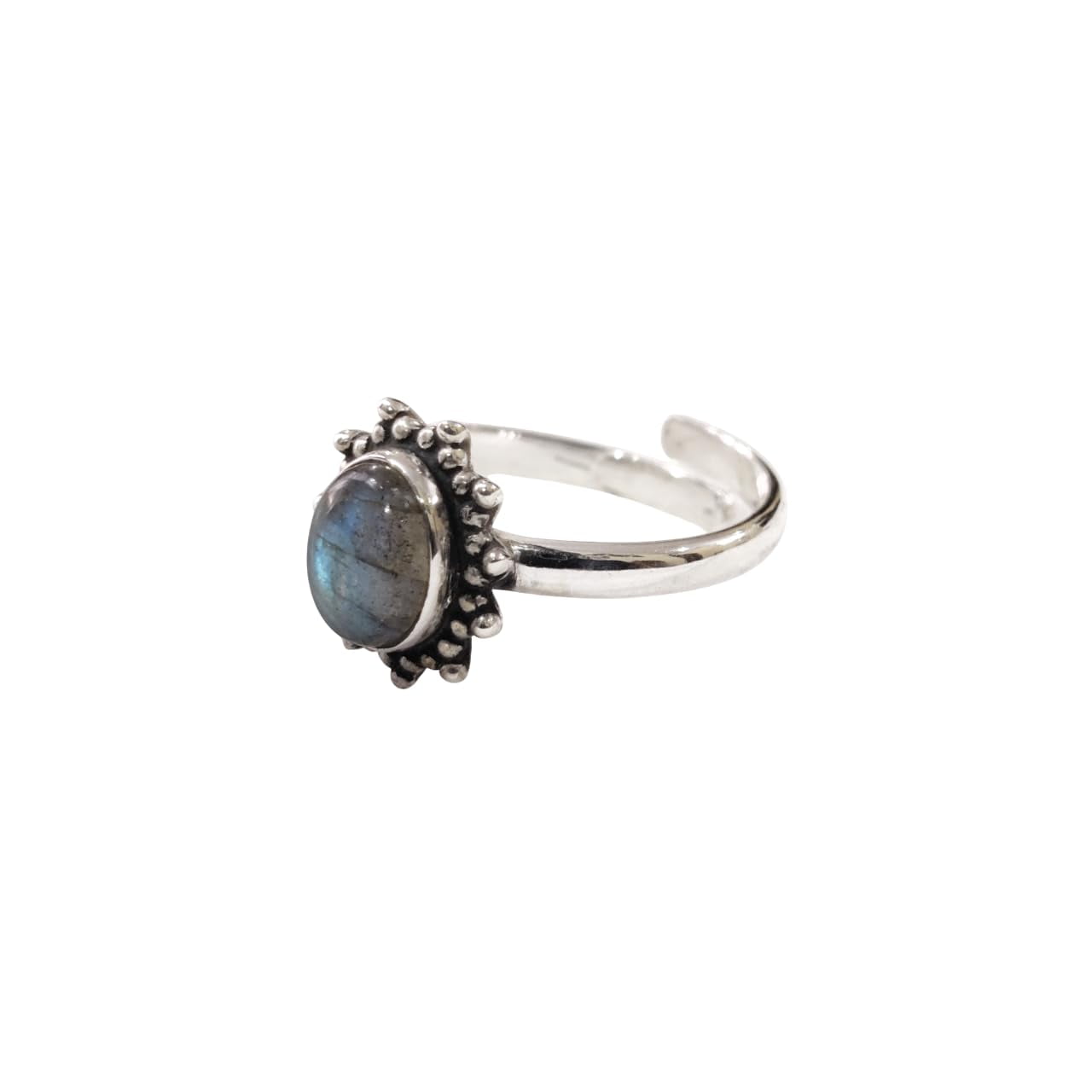 Natural Blue Fire Labradorite Ring, Cab Labradorite Gemstone Ring, Adjustable Tiny Ring, Toe Ring, 925 Sterling Silver, Womens Bohemian Ring, Christmas, Thanksgiving, Handmade Statement Jewelry