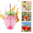 thumbnail image 3 of Cute Strawberry Shaped Cups, Portable Milk Tea Tumbler with Straw and Strawberry Charm for Hawaiian Party, Summer Beach Decor, Perfect for Girls and Women, 3.93x4.72", 3 of 8