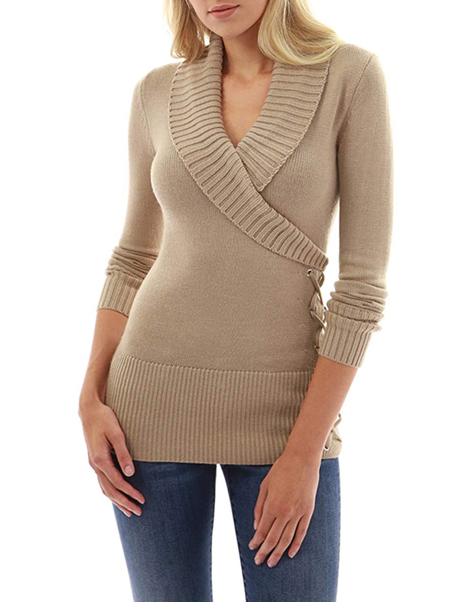 wrap v neck sweater