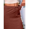 thumbnail image 6 of Linen Flared Maxi Skirt with Back Slit - Elastic Waist Drawstring Long Flowy Ankle-Length Skirt Brick Red XL, 6 of 9