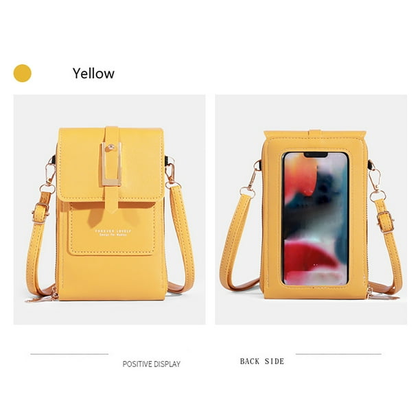 Yhmxh Organizadores y almacenamiento Bolsos para teléfono con pantalla táctil para mujer, minibolsos cruzados de cuero para teléfono móvil, cartera de hombro con ranuras para tarjetas de crédito