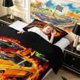 thumbnail image 4 of meiyoeat Vintage Muscle Car Twin Comforter Sets 2pcs,Flame Track Art Bedding Set for Bedroom,Orange Black,Black Reversible,1 Comforter and 1 Pillowcase, 4 of 6