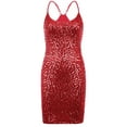 thumbnail image 6 of PrettyGuide Womens Sexy Sparkly Sequin Party Club Dress Adjustable Spaghetti Strap Shimmer Bodycon Mini Dress, 6 of 7