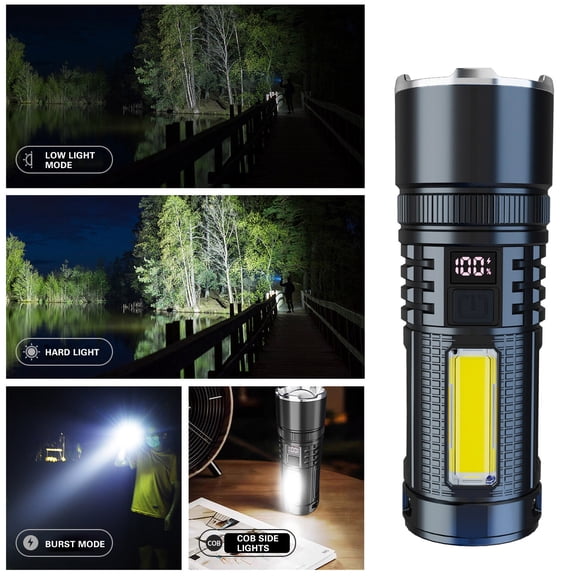Hmsavn Rechargeable High Super Bright Flashlights With COB Work Light High Powered Powerful Handheld Led Flashlights for Emergencies Camping Hiking Electronics