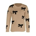thumbnail image 5 of Bovemsi Womens Sweaters Cozy Women Long Sleeve Bowknot Printed Casual Knitted Jumper Business Casual Sweaters, 5 of 6