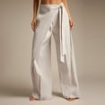 thumbnail image 2 of KLHDSF Pants For Women Solid Casual Drapey Pants with Sash Tie Waist Loose Fit Work Trousers Beige L, 2 of 8