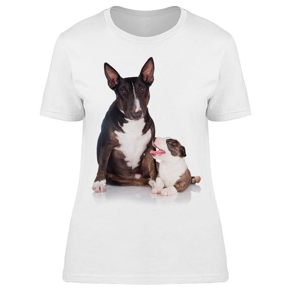 Bullterrier Dog And Small Puppy T-Shirt Women -Image by Shutterstock, Female Small