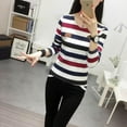 thumbnail image 3 of T-shirt Striped Long Sleeve Cotton Slim Round Collar Shirt Casual Wild Women Tops, 3 of 5