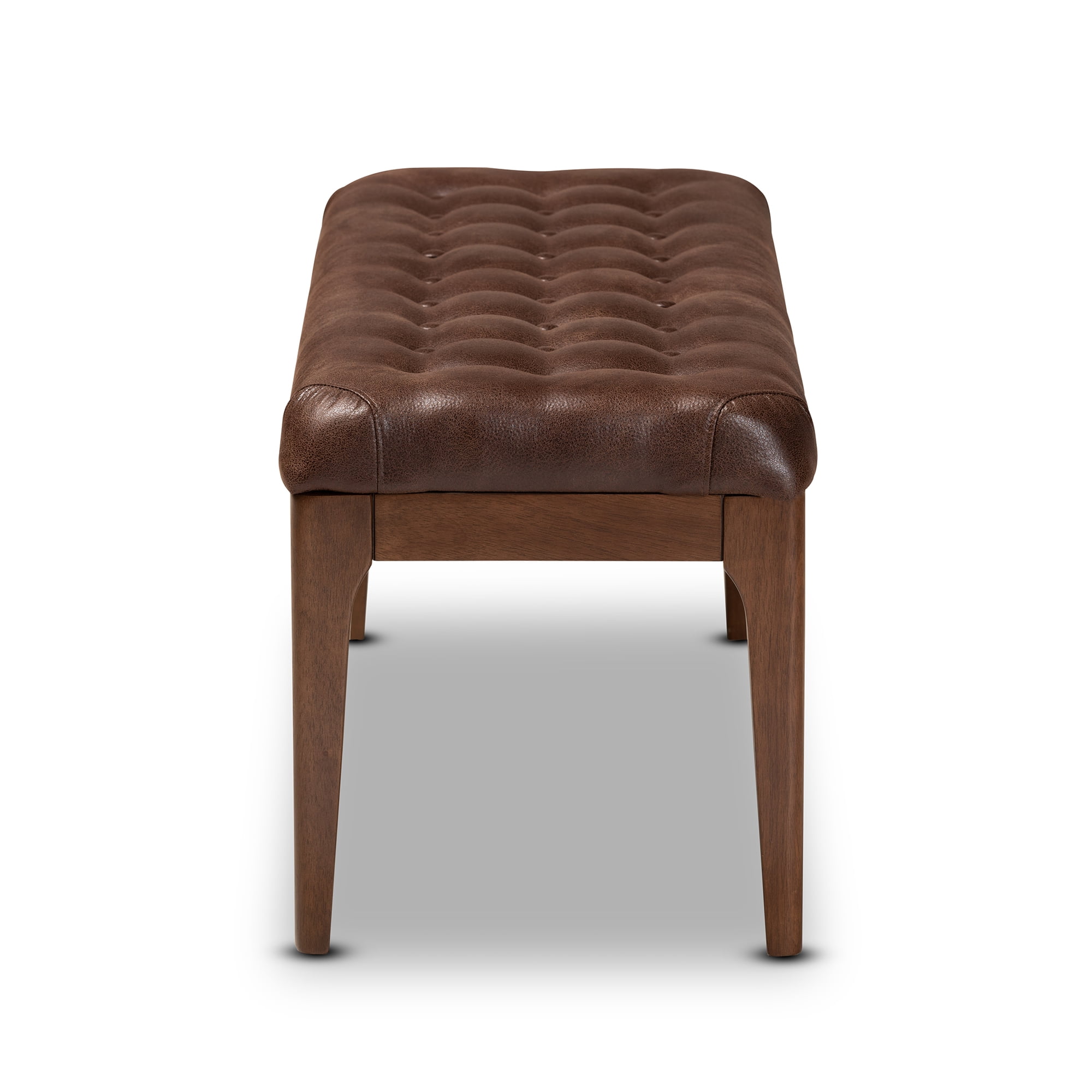 Baxton Studio Walsh Upholstered Bench, Dark Brown and Walnut Brown