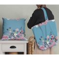 thumbnail image 5 of Soimoi Blue Cotton Cambric Fabric Ranunculus & Chrysanthemum Floral Print Fabric by the Yard 42 Inch Wide, 5 of 5