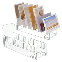 2Set 2 Sets 12 Grids Acrylic Card Display Riser Stands for Greeting Card Postercard Storage Organizer Rack for Home Office Desktop Portable Display Stand for Vendors Retail 27x8.5x13cm