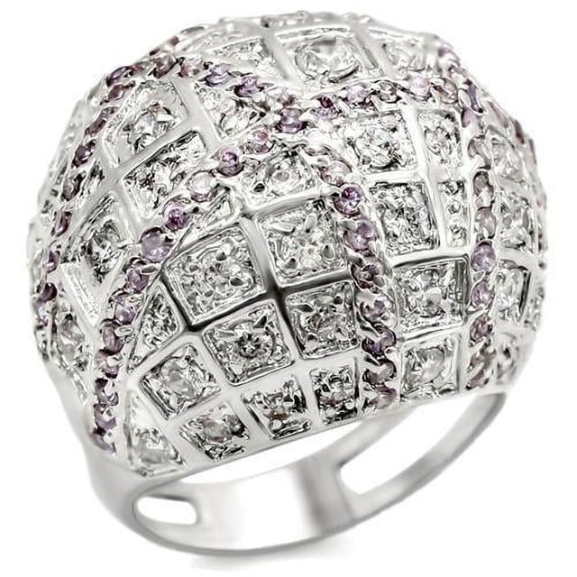 Bague en Laiton Rhodié avec CZ de Qualité AAA en Fuchsia pour Femmes Style Pierre Fuchsia LOA945 Taille 5