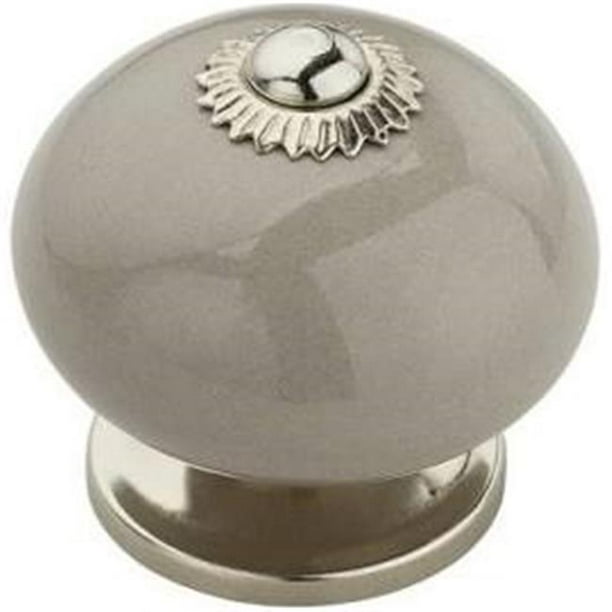 1.6 in. Greyed Round Knob Grey, Pack of 5
