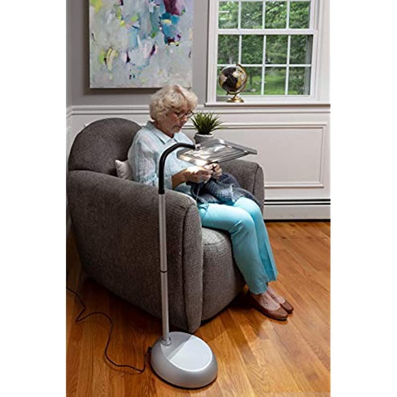 "daylight24 402039-04 Full Page 8 x 10 Inch Magnifier LED Illuminated Floor Lamp, Black"