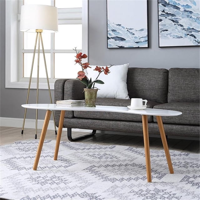 Convenience Concepts Oslo Table Basse en Forme de Grain, Fini Bois Blanc Lustré