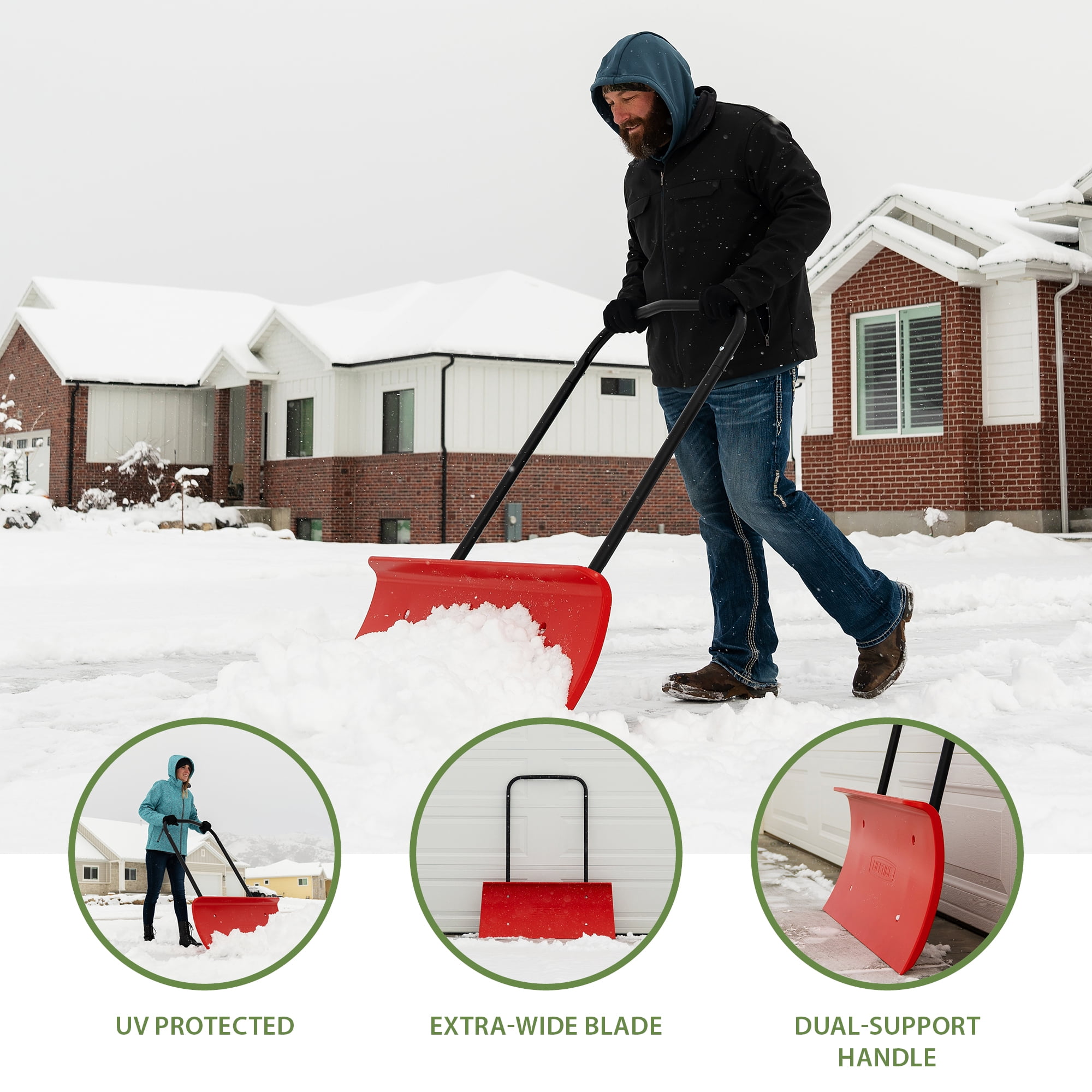 Lifetime Products 42 inch Wide Snow Pusher, Red (60530)