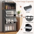 thumbnail image 4 of Giantex 5-Tier Kitchen Storage Cabinet, Mobile Microwave Stand, Bread Rack Coffee Stand, Bakers Rack w/Flip Door Cabinets, Grey, 4 of 9
