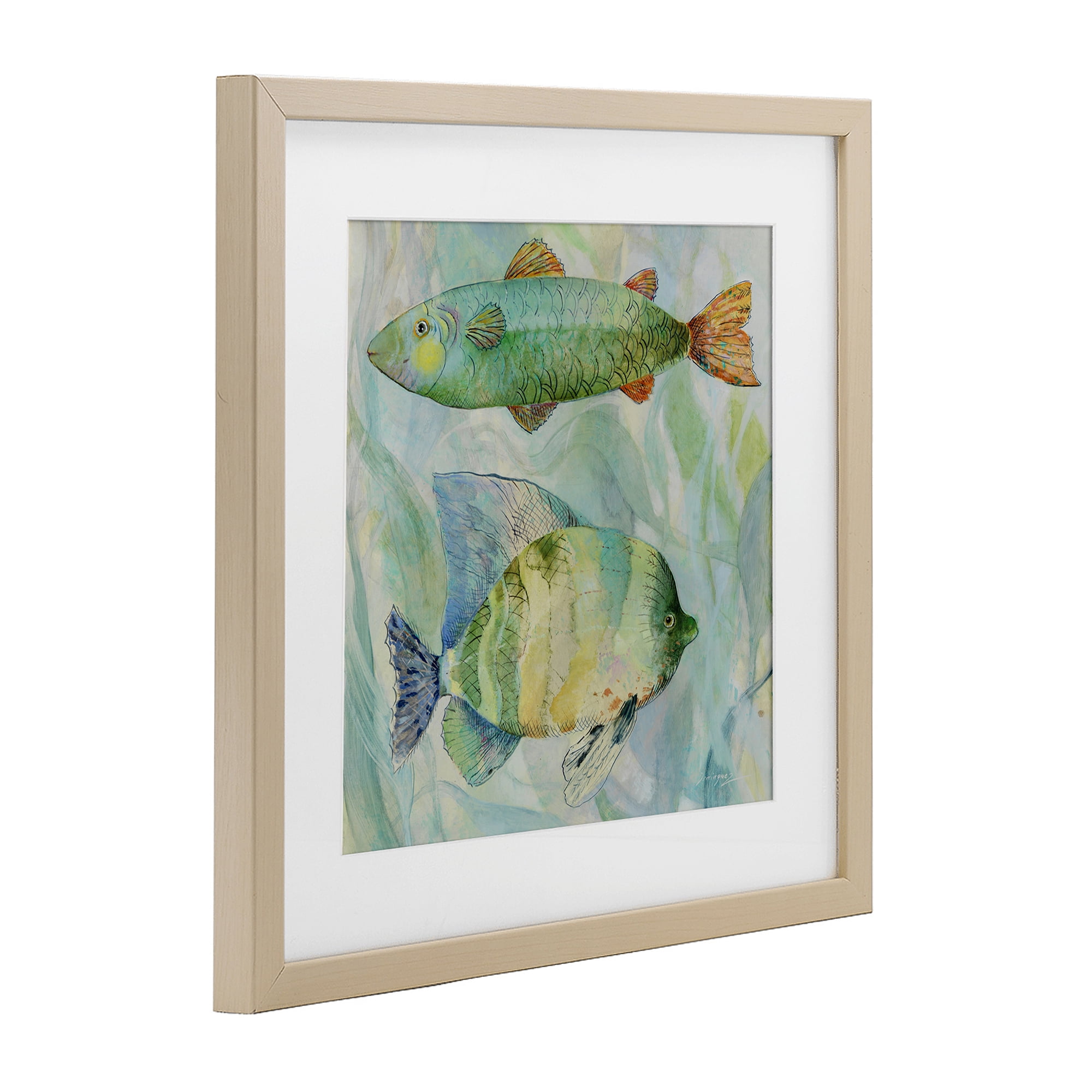 Stupell Industries Sweet Fish Duo Watercolor Birch Framed Print Under Glass, design by Lorenzo Collective