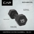 thumbnail image 2 of CAP Barbell, 15lb Black Neoprene Dumbbell, Single, 2 of 8