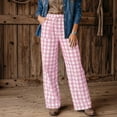 thumbnail image 3 of KDDYLITQ Pants for Women Drawstring Elastic Waisted Wide Leg Plaid Work Bottoms Gingham Casual Trendy Cute Fall 2026 Trousers with Pockets Pink L, 3 of 6