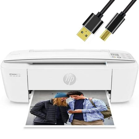 HP DeskJet Wireless Color Inkjet Printer All-in-One with LCD Display - Print Scan Copy and Mobile Printing Ultra Compact with 6 ft NeeGo Printer Cable
