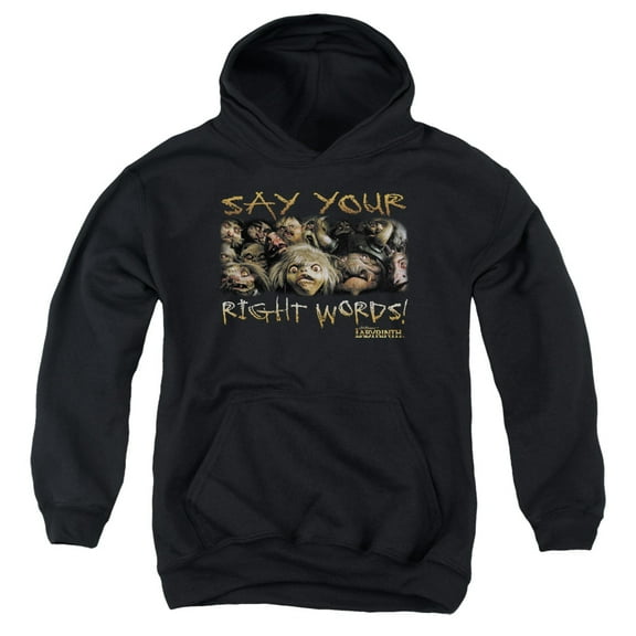 Labyrinth Say Your Right Words Youth Pullover Hoodie Sweatshirt Black