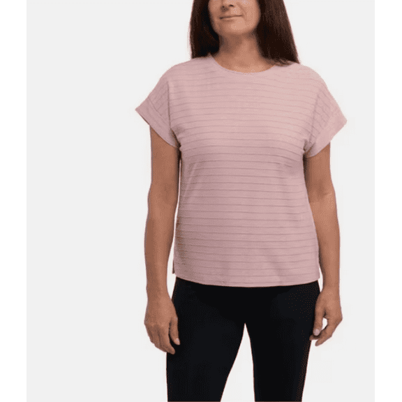 Ellen Tracy Women's Short Sleeve Knitted T-Shirt, Pink, XS