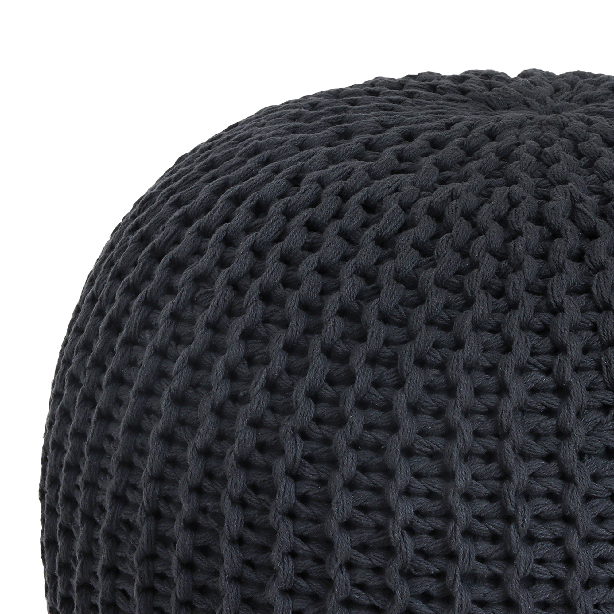 Style House by Urban Shop Round Knit Pouf, 18" x 15", Gray