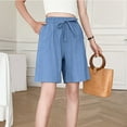 thumbnail image 4 of JJHGVB Womens Linen Shorts Beach Cropped Trousers Womens Linen Shorts Women Linen Shorts Bermuda Shorts Pedal Pushers for Women Long Shorts for Women Lounge Shorts Beach Lightweight Short Blue 2XL, 4 of 5