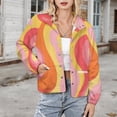 thumbnail image 3 of Jackets for Women Winter Coat Jackets Flannel Stand Collar Jacket(Abstract Pastel Wavy Design,Size:S-4XL), 3 of 7