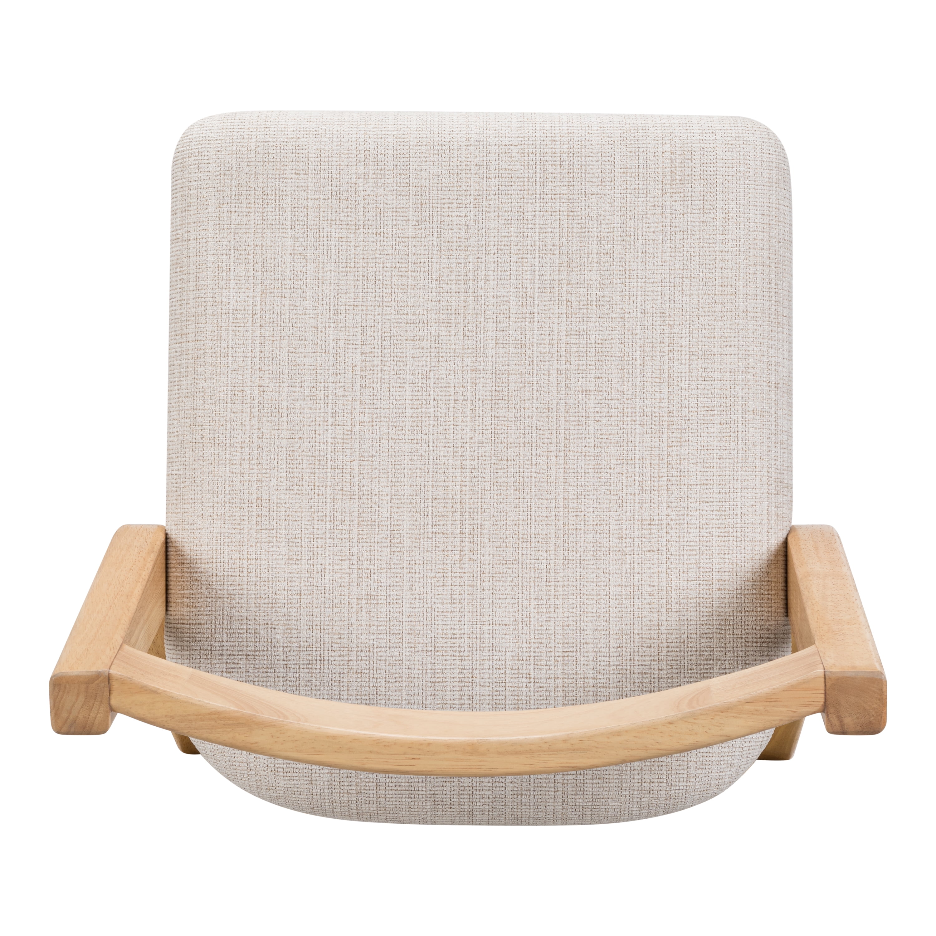 Counter Height Bar Stools, Rubberwood Stools with Beige Polyester Fabric Seat and Natural Wood Finish, Rustic Dining Stools for Kitchen, Pub, Dining Room, Set of 2