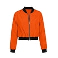 thumbnail image 5 of CBASIHI Womens Cropped Bomber Jackets- Lightweight Long Sleeve Fall Hiking Traveling Casual Waterproof Windbreaker Jackets Orange Size 2XL, 5 of 9
