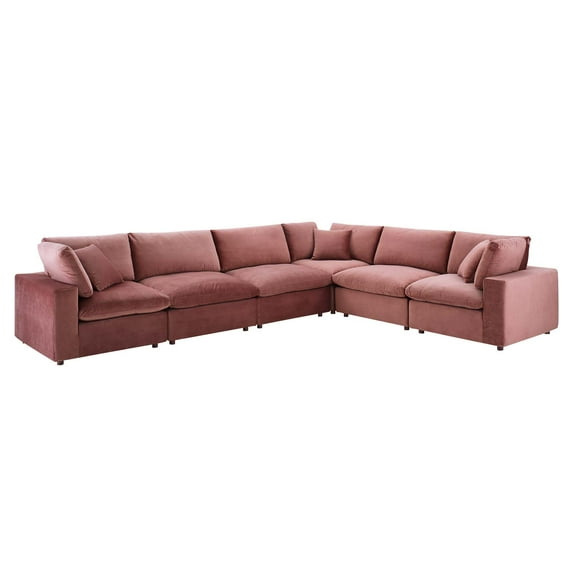 Sectional Sofa Set, Velvet, Pink, Modern Contemporary Urban Design, Living Lounge Room Hotel Lobby Hospitality