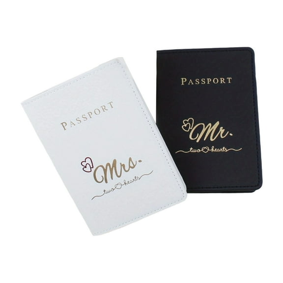 2Pcs Couple Passport Holder Set For Honeymoon Travel Passport Cover Card Case