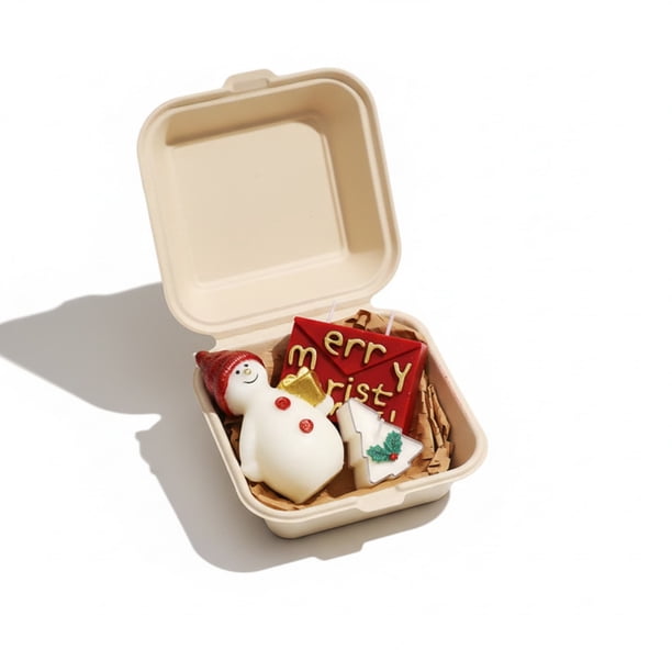 Conjunto de Regalo de Velas Colección de Velas de Árbol de Navidad Cera de Soja Natural 4-8 Pulgadas Caja de Regalo de Navidad