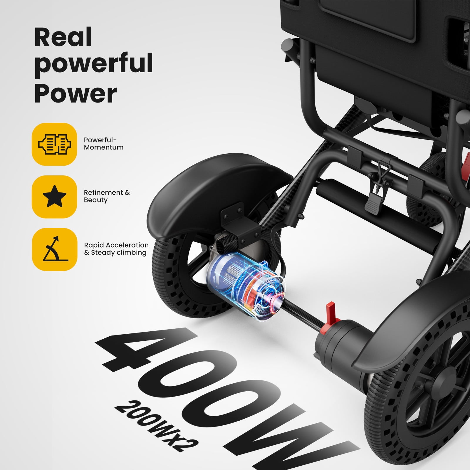 Joreek Lightweight Electric Wheelchair 15 Miles Range,up to 300lb, 17.5" Padded Seat,All Terrain Foldable Motorized Wheelchairs for Seniors