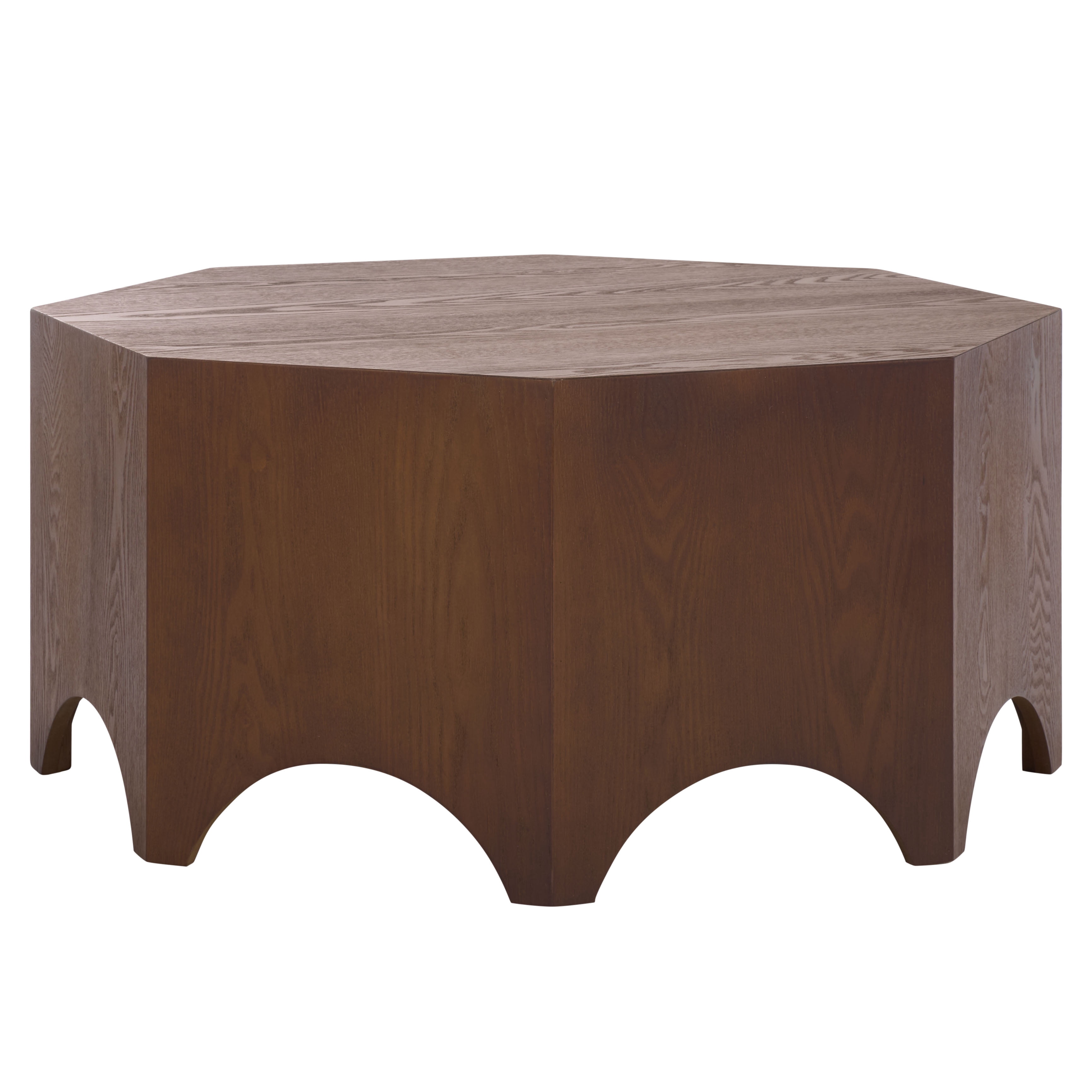 Safavieh Maraki Glam Octagon Ash Veneer Coffee Table, Walnut
